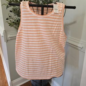 J Crew Striped Peach and White Tank Top